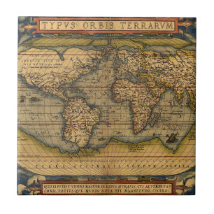 Carreau En Céramique Carte du monde d'Ortelius 1570 : Cartographie anti