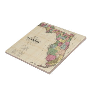Carreau En Céramique Carte vintage de la Floride (1870)