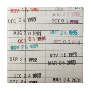 Carreau En Céramique Cartes vintages d'échéance de bibliothèque