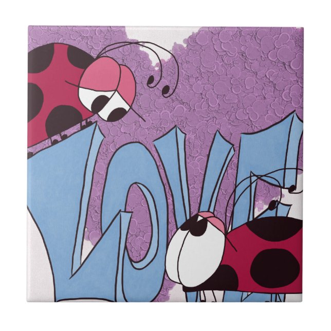 Carreau En Céramique Carton adorable Ladybug Love (Devant)