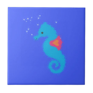 Carreau En Céramique Carton bleu Seahorse