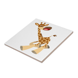 Carreau En Céramique Carton mignon Ambling Giraffe Carrelage