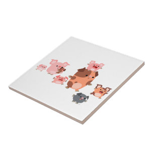Carreau En Céramique Carton mignon Carrelage de famille de cochon