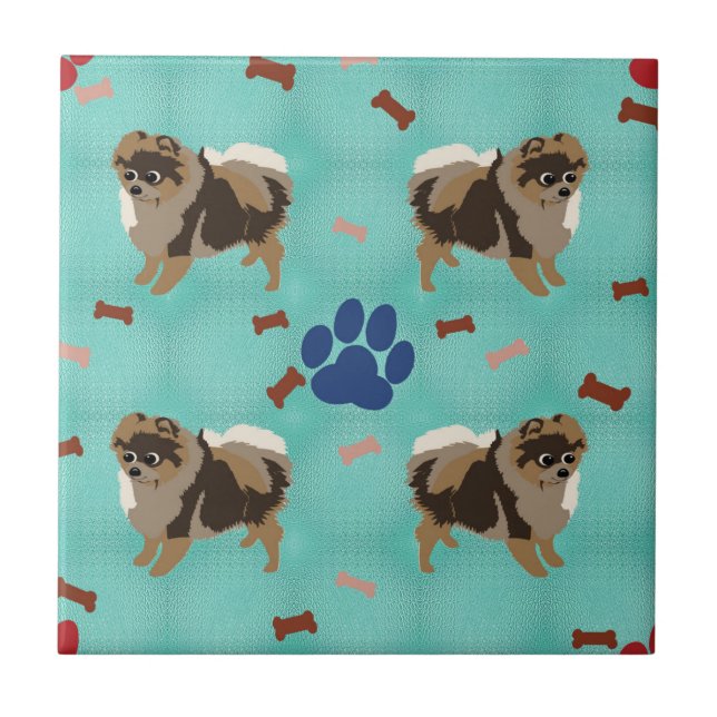 Carreau En Céramique Cartoon Pomeranian (Devant)