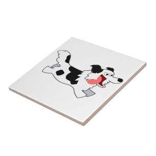 Carreau En Céramique Cartouche Collie de bordure de dessin mignonne