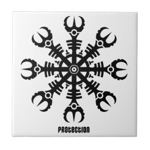 Carreau En Céramique Casque de crainte - Aegishjalmur No.2 (noir)