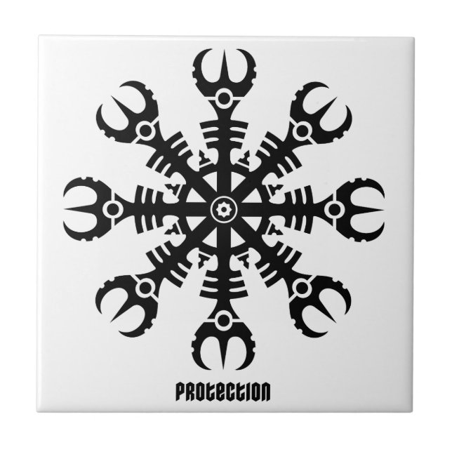 Carreau En Céramique Casque de crainte - Aegishjalmur No.2 (noir) (Devant)