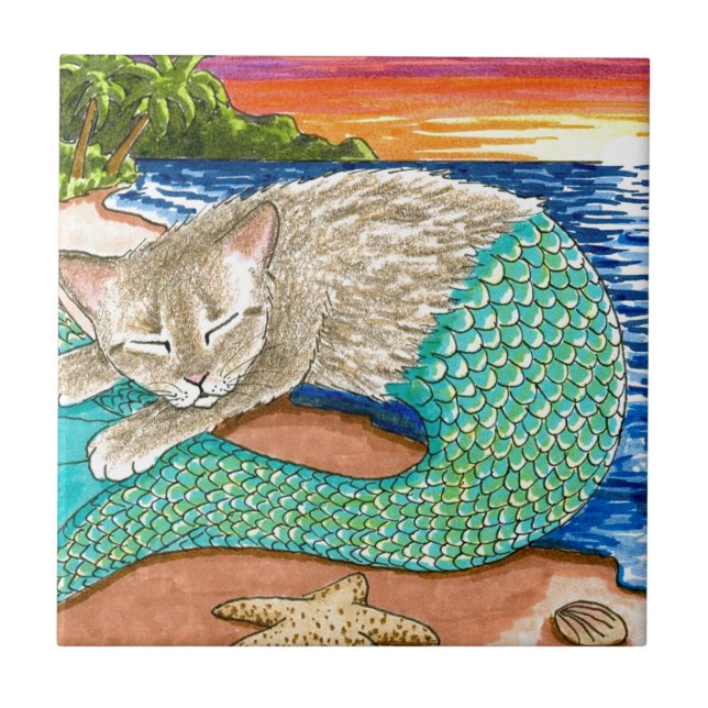Carreau En Céramique Cat Mermaid 23 (Devant)