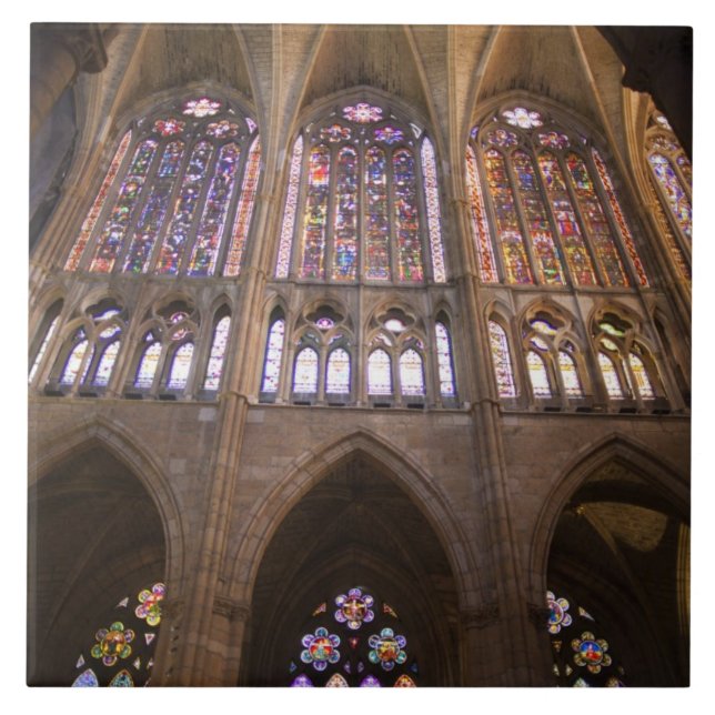 Carreau En Céramique Cathédrale de Léon, vitraux intérieurs (Devant)