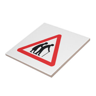 Carreau En Céramique CAUTION Personnes âgées - Panneau de signalisation