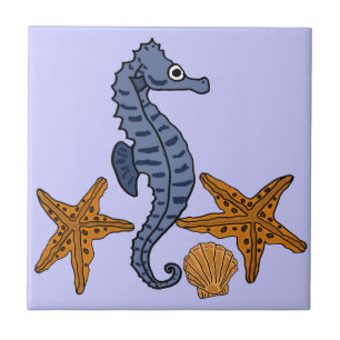 Carreau En Céramique CC hippocampe et tuile de poissons d'étoile