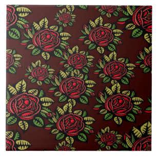 Carreau En Céramique céramique Retro art roses rouges joli