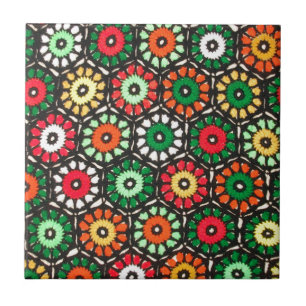 Carreau En Céramique Cercles Granny colorés Crochet Motif
