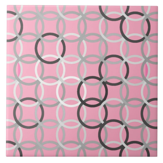 Carreau En Céramique Cercles modernes de la moitié du siècle, rose de (Devant)