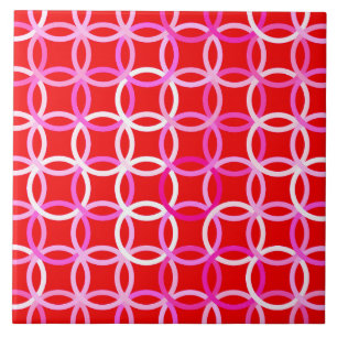 Carreau En Céramique Cercles modernes du milieu du siècle, rouge foncé 