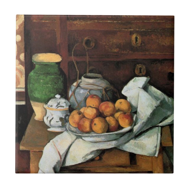 Carreau En Céramique Cézanne - Bateaux, fruits et tissus (Devant)