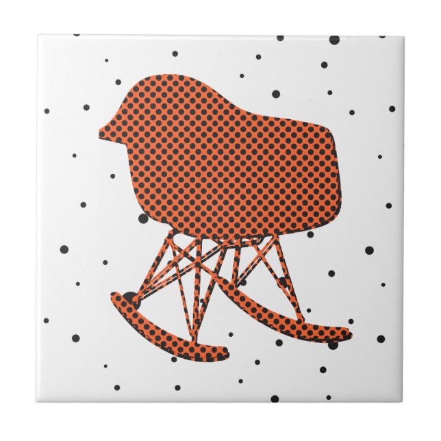 Carreau En Céramique Chaise Motif orange du milieu du siècle Silhouette (Devant)