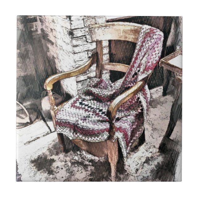 CARREAU EN CÉRAMIQUE CHAISE VICTORIENNE (Devant)