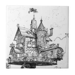 Carreau En Céramique Chambre aérienne de Steampunk par Albert Robida