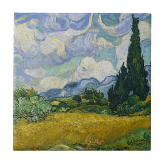 Carreau En Céramique Champ de blé avec des cyprès par Vincent van Gogh