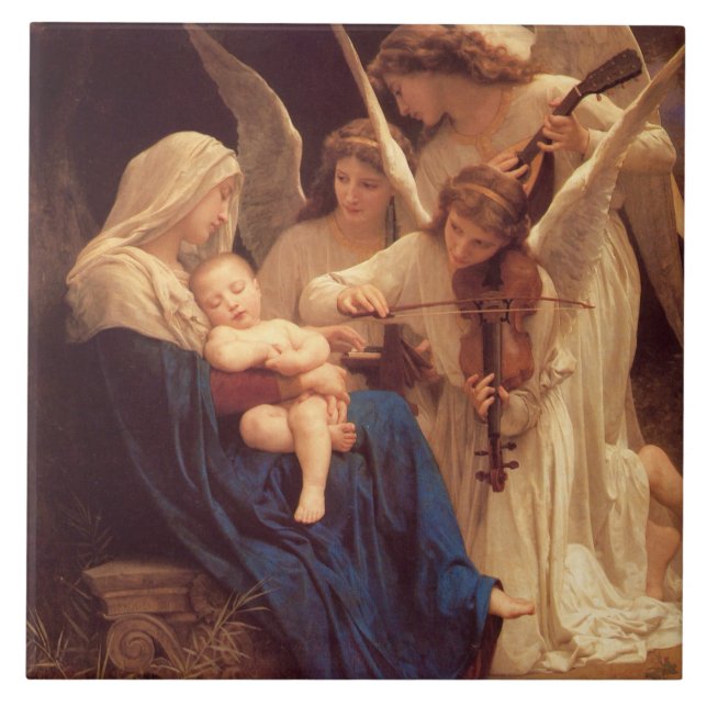 Carreau En Céramique Chanson des anges de Bouguereau (Devant)