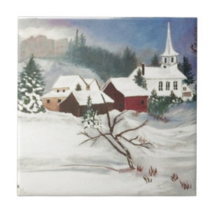 Carreau En Céramique Chapelle des neiges d'hiver Noël