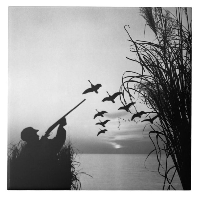 Carreau En Céramique Chasse de canard d'homme (Devant)