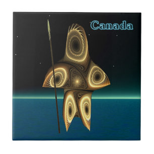 Carreau En Céramique Chasseur inuit fractal