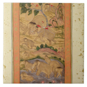 Carreau En Céramique Chasseurs capturant des éléphants, du grand Clive