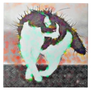 Carreau En Céramique Chat sur un toit chaud de bidon