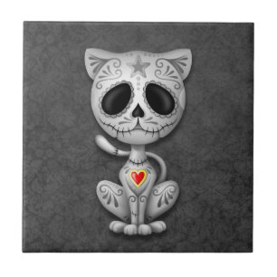 Carreau En Céramique Chaton foncé de sucre de zombi