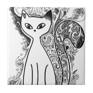 Carreau En Céramique Chats à motifs floraux amusants