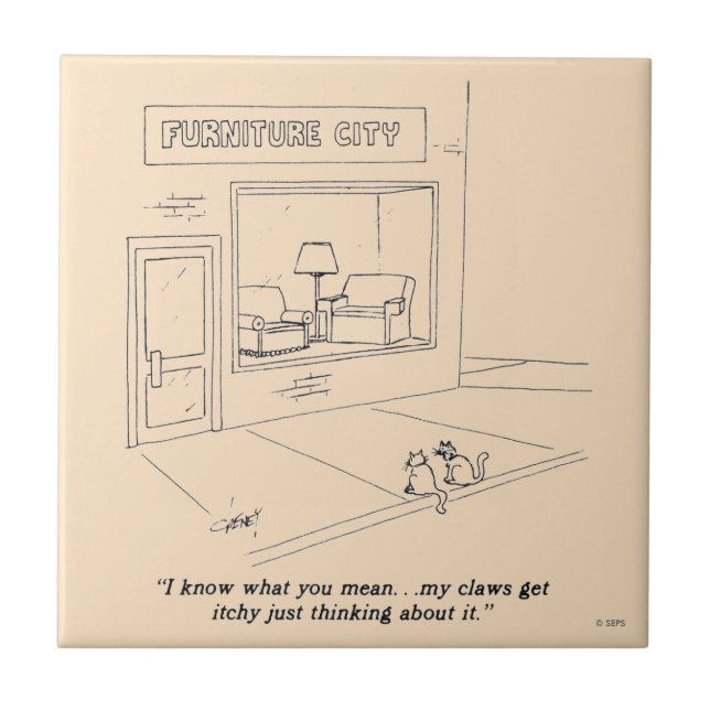 Carreau En Céramique Chats Clawing Meubles (Devant)