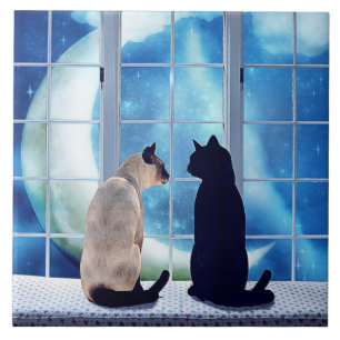 Carreau En Céramique Chats de fenêtre