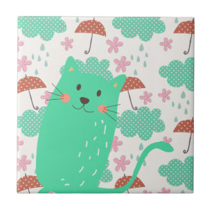 Carreau En Céramique Chats en pluie