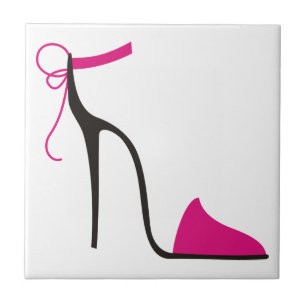 Carreau En Céramique Chaussure haute en rose et noir Strappy