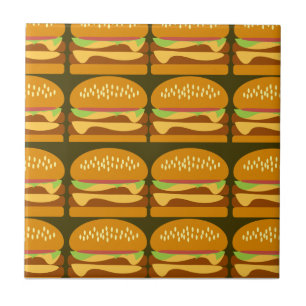 Carreau En Céramique Cheeseburger Dessin Motif Design Yummy Fun
