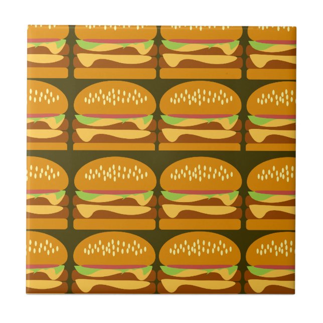Carreau En Céramique Cheeseburger Dessin Motif Design Yummy Fun (Devant)