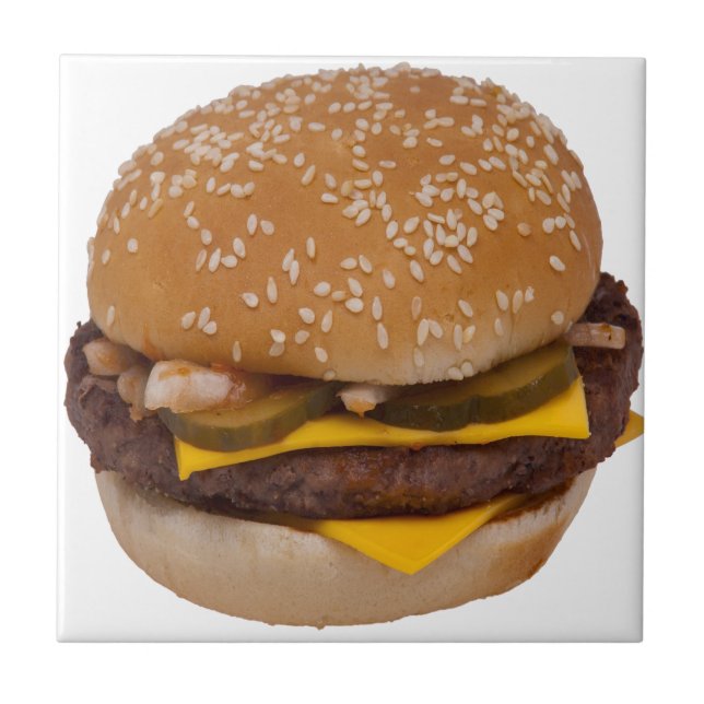 Carreau En Céramique Cheeseburger Sur Le Sesame Seed Bun (Devant)
