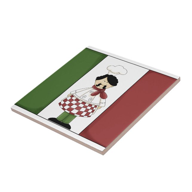 Carreau En Céramique Chef italien #2 avec la tuile de drapeau (Côté)