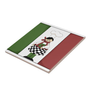 Carreau En Céramique Chef italien #8 avec dalle de drapeau