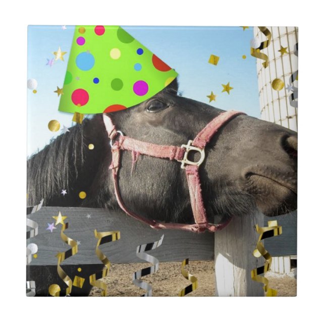 Carreau En Céramique Cheval animal de fête (Devant)