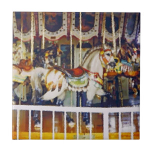 Carreau En Céramique Cheval carrousel à l'huile