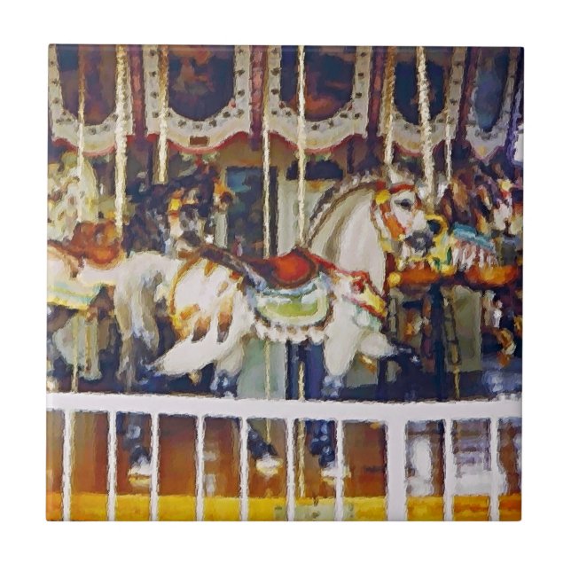 Carreau En Céramique Cheval carrousel à l'huile (Devant)