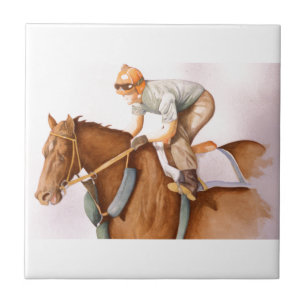 Carreau En Céramique Cheval de course et Jockey