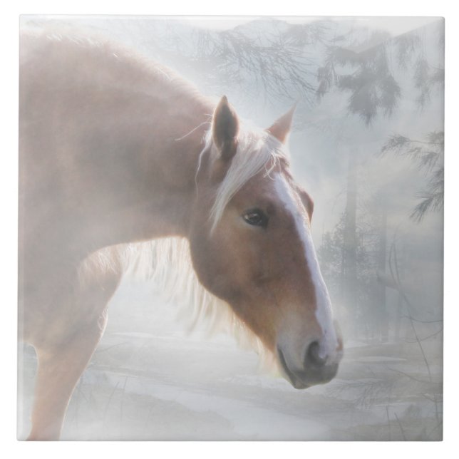 Carreau En Céramique Cheval Palomino En Pile De Vacances (Devant)