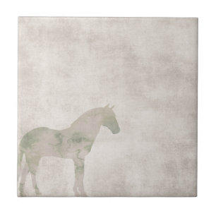 Carreau En Céramique Cheval rêveur : Cheval d'aquarelle sur le brun de