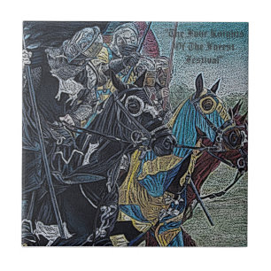 Carreau En Céramique chevaliers médiévaux joutant sur l'art historiqu