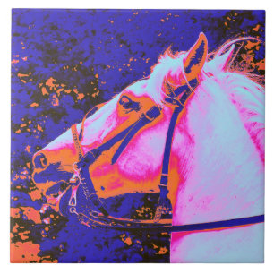 CARREAU EN CÉRAMIQUE CHEVAUX