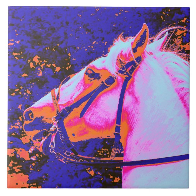 CARREAU EN CÉRAMIQUE CHEVAUX (Devant)